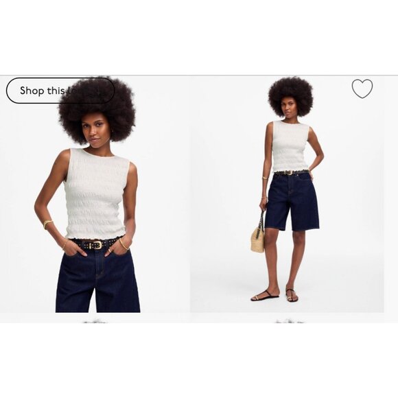 Madewell Tops - Madewell Smocked Boatneck Tank White Size M NV912